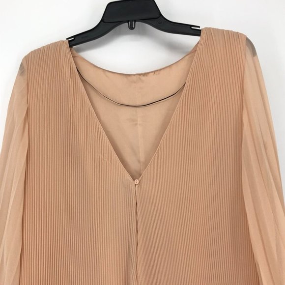 NWT Zara peach pleated parachute sheer sleeve Romper size small - Picture 6 of 15